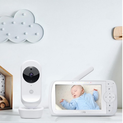 Motorola Nursery Ease 35 Babyphone mit Kamera 5,0 Zoll - Video Babyphone Display mit Nachtsicht, Schlaflieder, Zoom und&nbsp; Raumtemperaturüberwachung