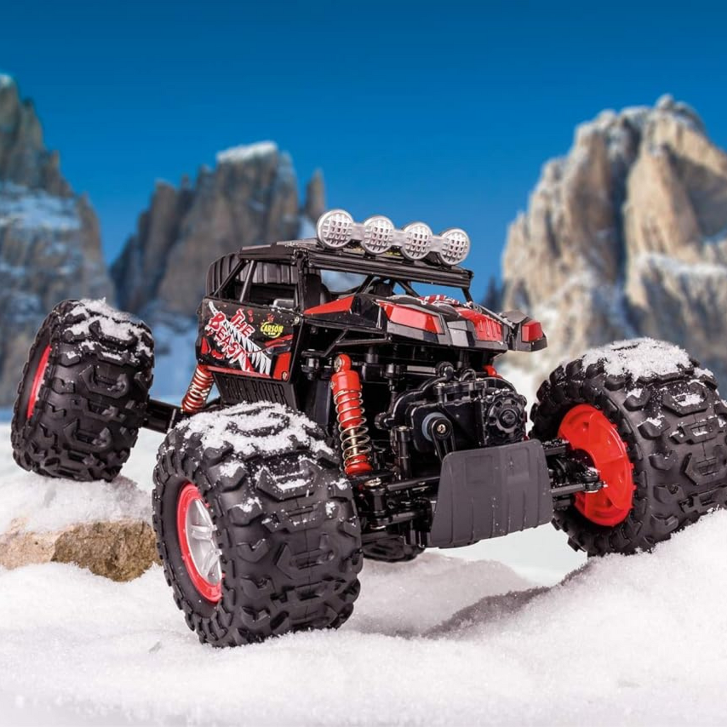 Carson – The Beast 1:12 – RC-Auto als Amphibienfahrzeug, 100% RTR, für Land und Wasser, robust und wasserfest, mit 2.4G Fernsteuerung,