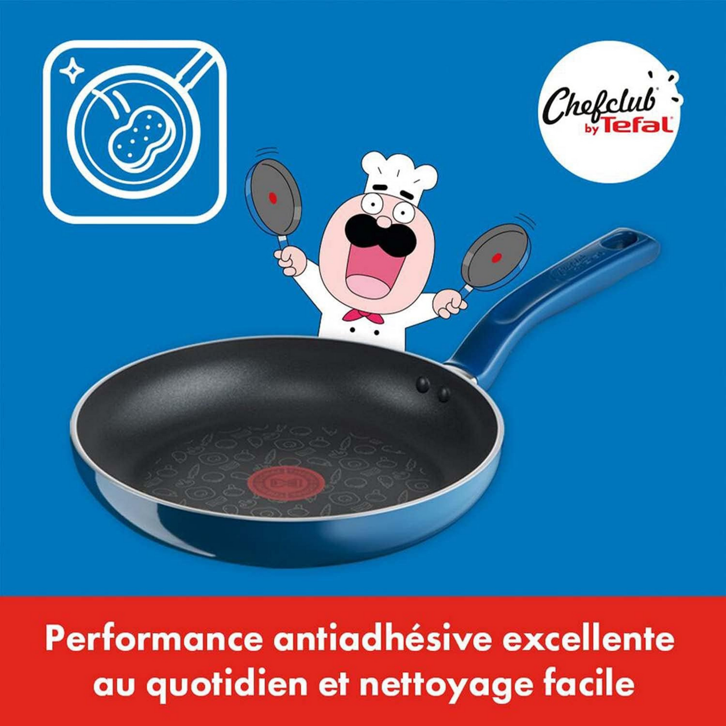 Tefal - Chefclub Set bestehend aus Bratpfanne 24 Cm + Hackmesser + Pizzablech