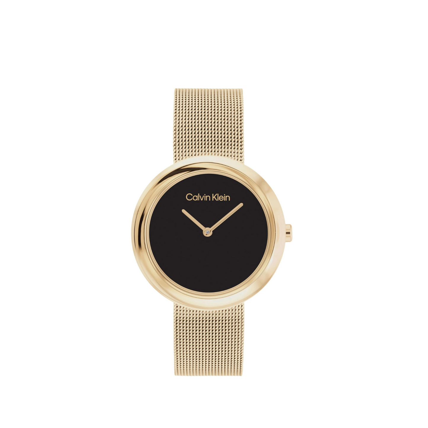 Calvin Klein elegante Uhr für Damen mit goldenem Edelstahlarmband – schwarzes Zifferblatt