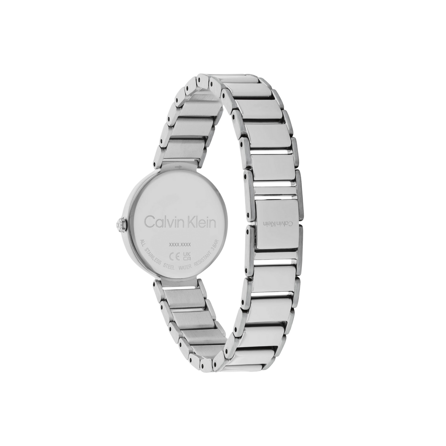Calvin Klein elegante Uhr für Damen mit silbernem Edelstahlarmband – rosa Zifferblatt