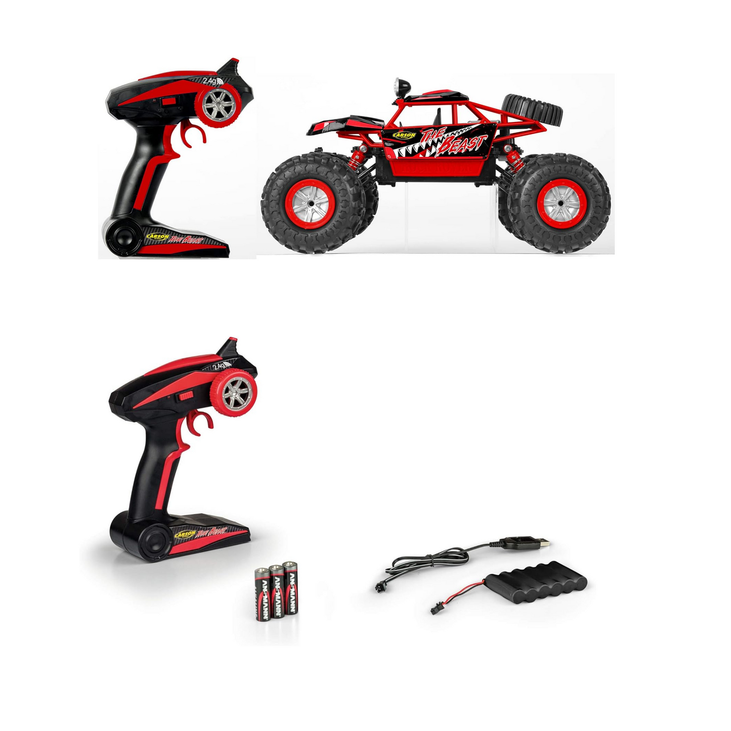 Carson – The Beast 1:12 – RC-Auto als Amphibienfahrzeug, 100% RTR, für Land und Wasser, robust und wasserfest, mit 2.4G Fernsteuerung,