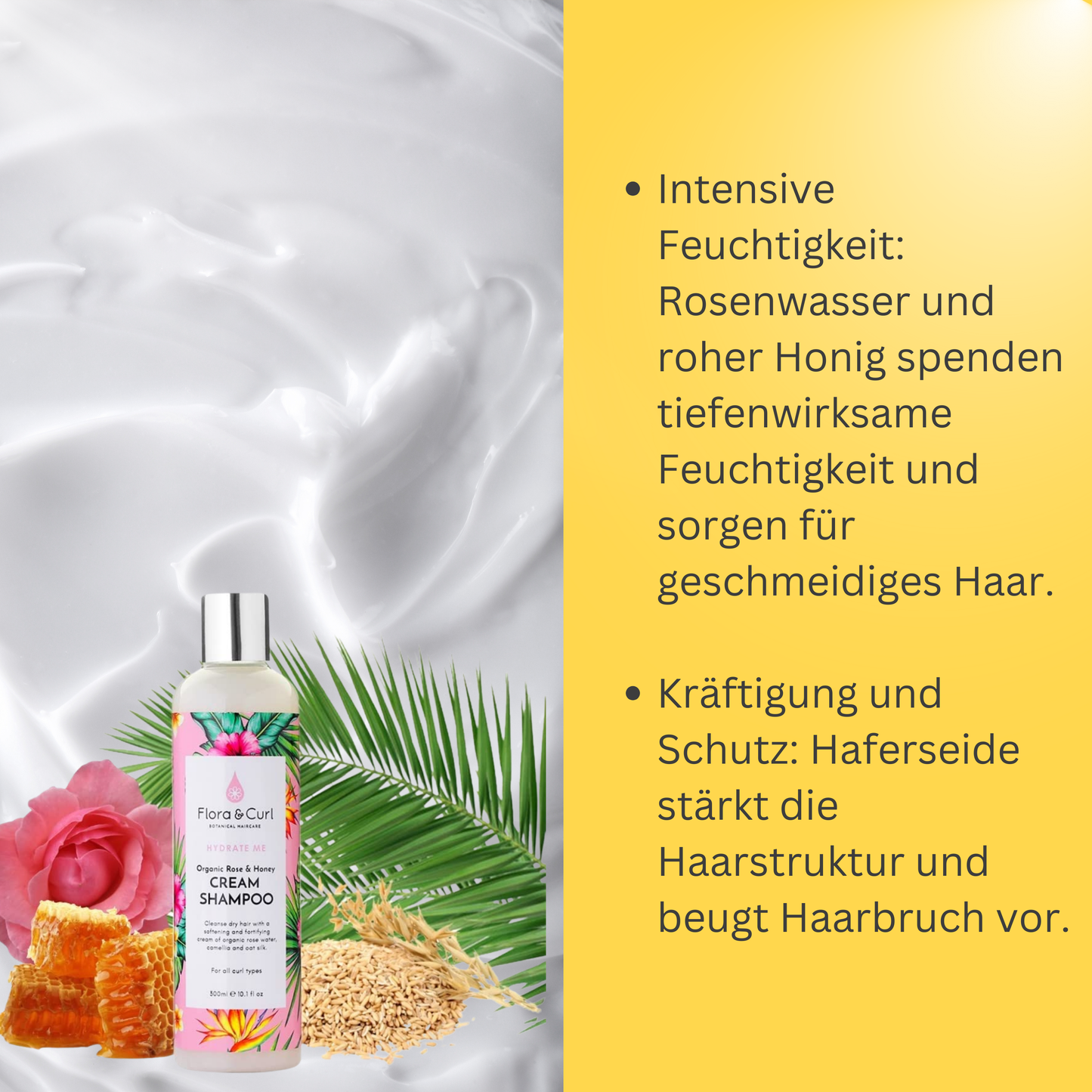 Flora & Curl HYDRATE ME Organic Rose & Honey Cream Shampoo