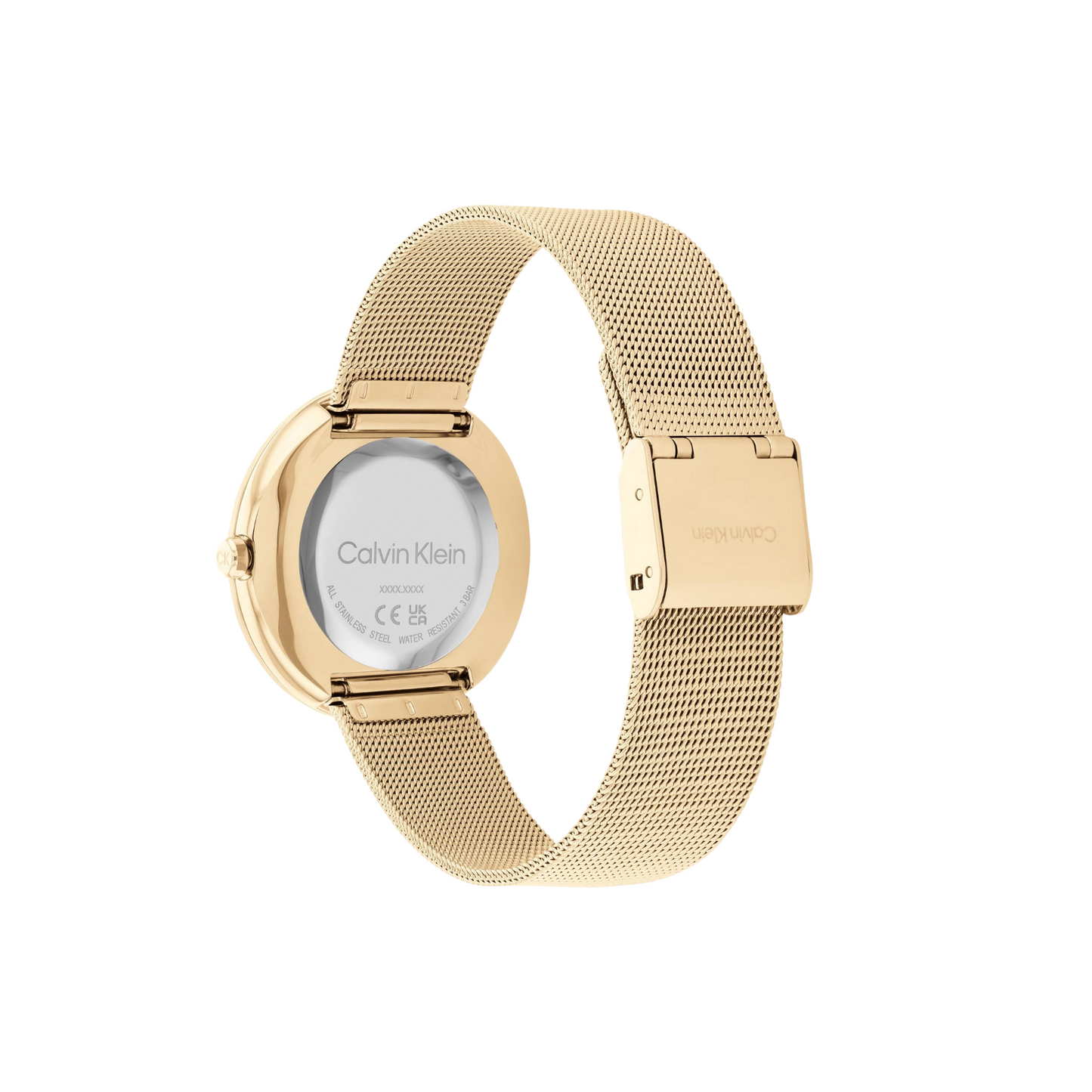 Calvin Klein elegante Uhr für Damen mit goldenem Edelstahlarmband – schwarzes Zifferblatt