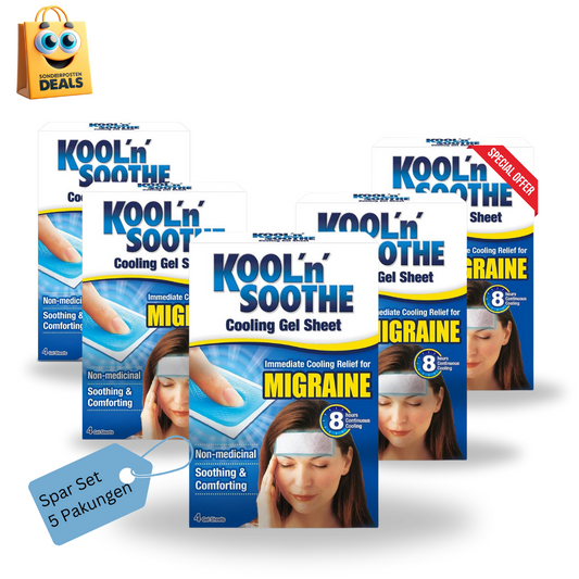 Spar Set - Beruhigende Migräne - Kühlstreifen von Kool 'n' (20 Kühlpads) Kühlpads helfen bei Migräne und Kopfschmerzen bis zu 8 Stunden