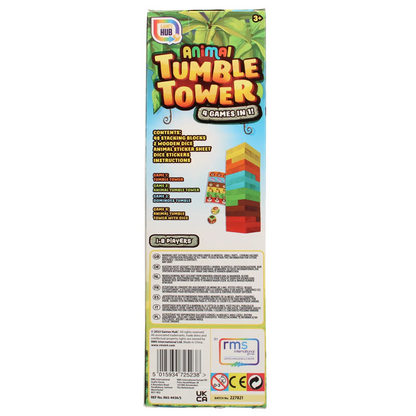 3 in 1 - Holz Kinder-Spielzeug Stapelturm - Wackelturm Stapelspiel aus Holz (Bund mit Tieraufkleber)